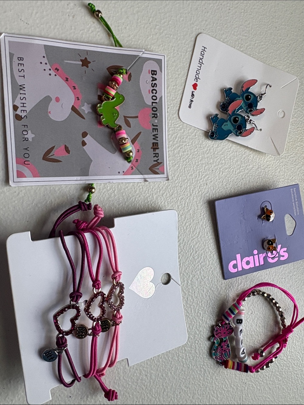 Claire's Pink and Green Kids Bracelet & Charm Set